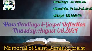 TodaysCatholicMassReadingsandGospelReflectionAugustthursdaymass 082024masstodaydailymasstoday [upl. by Nwhas]