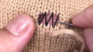 How to Repair a Hole in a Sweater With a Sewing Needle If You Dont Have a Crochet Hook [upl. by Nosreh]