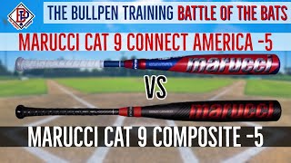 Battle of the Bats  Marucci CAT 9 Connect vs CAT 9 Composite 5 USSSA Review  The Bullpen Training [upl. by Uuge480]