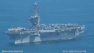 USS Nimitz CVN68 Inbound San Diego wFull Deck [upl. by Yeffej]