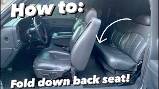 How to fold down the back seat of a Chevy Silverado extended cab 9906 [upl. by Darce]