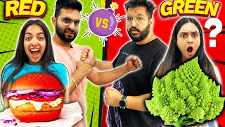 Team vs Team 😱 One COLOR Food Eating Challenge in 60 MINUTES by Foodie We [upl. by Lashoh]