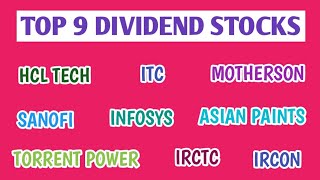 TOP 9 DIVIDEND STOCKS FOR 2024●SANOFI INDIA●ITC●IRCON●MOTHERSON INTERNATIONAL  STOCK MARKET PLANNER [upl. by Michale]