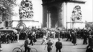 German Tank Panzer Division parades on streets of Paris in France HD Stock Footage [upl. by Eedrahs357]