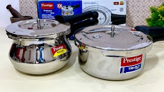 🛍Prestige Dlx Alpha Vs Prestige Triply Pressure cooker Handi Cooker Triply Steel Cookware [upl. by Tloc]