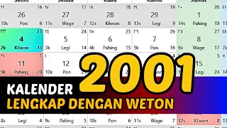 KALENDER 2001 LENGKAP DENGAN WETON [upl. by Ilona322]