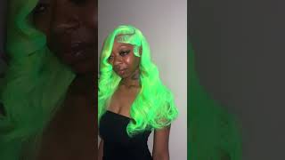 Rainbow Color eullair Customized Colored Light Green Lace Front Human Hair Wig  Party Wigs [upl. by Uzia]