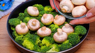 I cook this broccoli 3 times a week Recipe for broccoli and mushrooms in a frying pan Delicious [upl. by Ailgna]