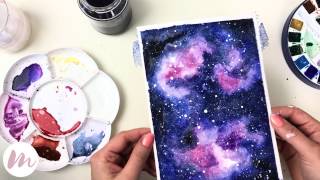 Galaxie malen  MODERNES AQUARELL [upl. by Ambler157]