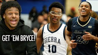 Bronny James Reacts to Bryce James Biggest Game Sierra Canyon vs Notre Dame Wild Finish [upl. by Aicilak]