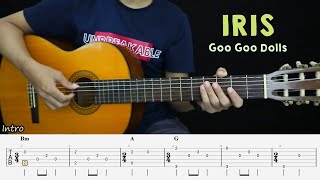 IRIS  Goo Goo Dolls  Fingerstyle Guitar Tutorial  TAB amp Lyrics [upl. by Crow]