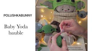 CROCHET PATTERN  Baby Yoda Bauble  POLUSHKABUNNY [upl. by Oremodlab]