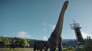 Jurassic World Evolution 2 Rexy Tyrannosaurus Rex pair vs Alamosaurus [upl. by Aihsram659]