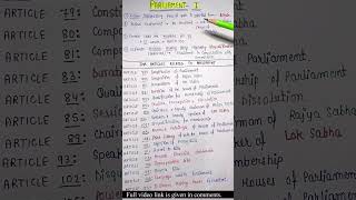 One Liners Topic wise  Indian Polity  Parliament Part1 — Lec 14  An Aspirant [upl. by Alessig781]