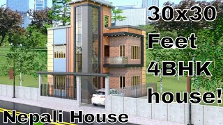 30X30 HOUSE DESIGN 4BHK HOUSE PLAN HOUSE DESIGN 900SQF HOUSE low budget village home plans [upl. by Eireva100]