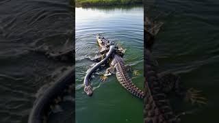 Giant python and giant crocodile fight on the lake beautiful pictures [upl. by Caprice]