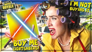 ANGRY NOOB YELLS AT HIS MOM OVER LIGHTSABER IN FORTNITE Fortnite x Star Wars Trolling [upl. by Penney]