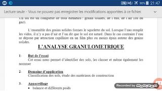 Mécanique de sols et l essai analyse granulométrique par tamisage [upl. by Hamrah874]