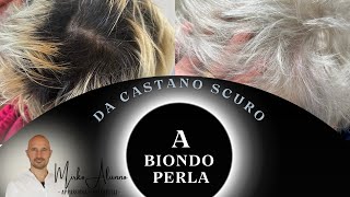 Decolorazione capelli su ricrescita castano con obbiettivo BIONDO Platino PERLA 💎 [upl. by Stromberg]