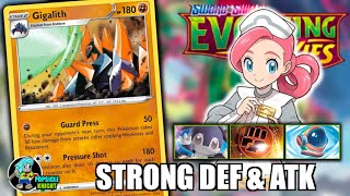 GIGALITH is actually good Great DEF amp ATK  Deck Profile amp PTCGO Gameplay Pokemon EVOLVING SKIES [upl. by Suidaht]