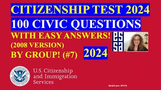 2024 Random 100 Civics Questions and Answers by Group US Citizenship Interview  Slow Easy Answer 7 [upl. by Ahsiel]