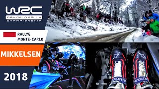 MIKKELSEN pedal cam onboard Rallye MonteCarlo 2018 Hyundai i20 Coupe WRC on slippy snow and ice [upl. by Nunes]