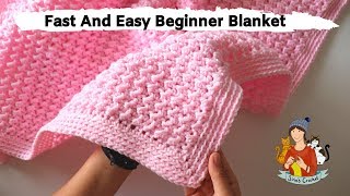 How To Crochet Fast And Easy Beginner Blanket [upl. by Elyrpa]