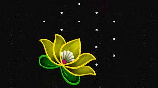 New year 2024 Lotus Rangoli 53 dots🌸 Easy amp Simple Margazhi kolam Flower muggulu colour rangoli [upl. by Leizar745]