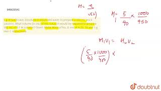 5 g of NaOH was dissolved in deionized water to prepare a 450 mL stock solution What volume in [upl. by Destinee]