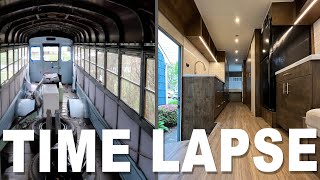 Turning A School Bus Into An AMAZING Tiny Home  Time Lapse From Start To Finish [upl. by Ayeka]