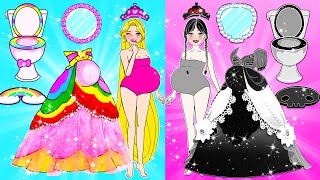 Vestido De Muñeca De Papel  Pink Vs Black Pregnant Mother Decor New Room Contest  Woa Doll Español [upl. by Milak]