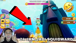 24 JAM JADI SQUIDWARD 🦑 AKU MASUK DUNIA SPONGEBOB 😂 [upl. by Relyhs]