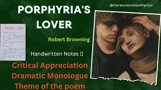 Porphyrias Lover  Dramatic Monologue by Robert Browning  literaturenoteswithpriya8120 [upl. by Ahsiken]