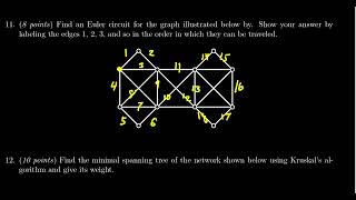 Math 1030 Exam 1  Question 11 Euler Circuits [upl. by Philipp]