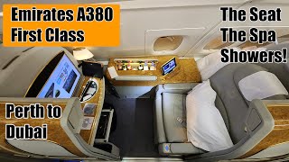 Trip Report Emirates First Class A380 Perth to Dubai [upl. by Aylatan640]