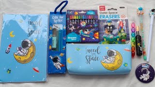 Astronaut stationery Set Space Pencil Case Diary Pen pencil Erasers all Stationary best Gift [upl. by Won]