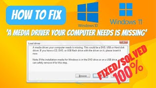 How to fix ‘A media driver your computer needs is missing’ error during Windows 10  11 installation [upl. by Iman846]