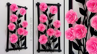 Rose wall hanging craft  Diy Home decor ideas  Diy room decor  Paper wall decor  Paper Wall mate [upl. by Coveney]