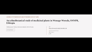 An ethnobotanical study of medicinal plants in Wonago Woreda SNNPR Ethiopia  RTCLTV [upl. by Frere]