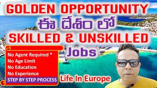 Unskilled Jobs In Europe Europe Work Visa  Telugu Travel Vlogs  Telugu Vlogs From Europe [upl. by Schweitzer338]