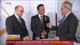 Griechenlandkrise Interview mit HansPeter Friedrich und Manuel Sarrazin am 01072015 [upl. by Dnalyk]