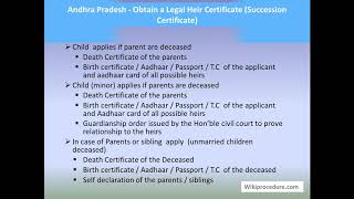 Andhra Pradesh  Obtain A Legal Heir Certificate Succession Certificate [upl. by Marx731]