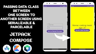 How to Passing Data Class Between One Screen To Another Screen using Serializable amp Parcelable [upl. by Sapphire]