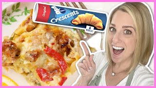 EASY Crescent Roll Breakfast Casserole Perfect For Brunch [upl. by Arihs]