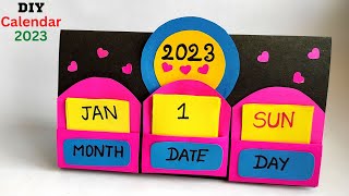 How to make a 2023 desk calendar  DIY Calendar  paper Mini calendar  paper crafts for school DIY [upl. by Secnirp535]