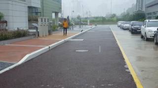 Green Infrastructure  Permeable Pavement Road LID system at Heavy Rain Korea GI amp LID Center PNU [upl. by Ecinaj]