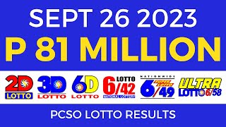 Lotto Result September 26 2023 9pm PCSO [upl. by Ille105]