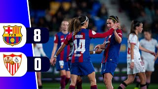 BARCELONA GOLEA 8  0 AL SEVILLA POR CUARTOS DE FINAL  COPA DE LA REINA  REY DEPORTIVO [upl. by Yalahs]