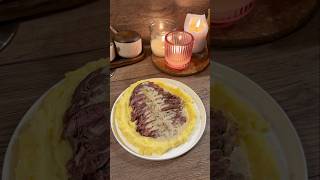 Steak with creamy black pepper sauce and mashed potatoes 🤤 steak dinner recipe potatorecipe [upl. by Brownson]