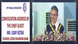 Mr Uday Kotak Founder Kotak Mahindra Bank  Chief Guest 59th Annual Convocation 2024 [upl. by Nnav]